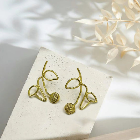 Cherry phool Bras Earring (Anti Tarnish) Ekha