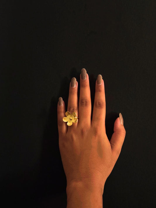 Phool Brass (Anti Tarnish) Adjustable Ring Ekha