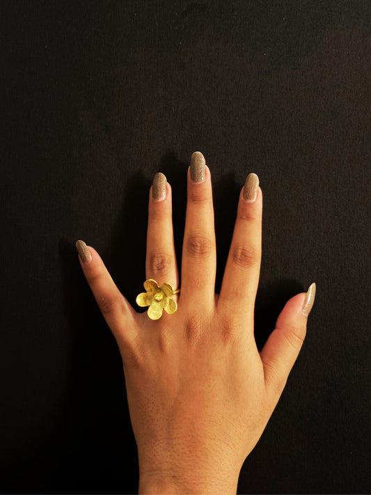 Phool Brass (Anti Tarnish) Adjustable Ring Ekha